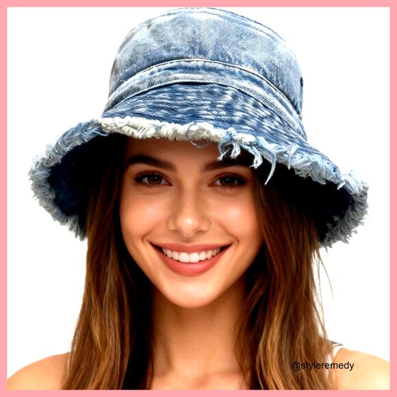 Denim Bucket Hat Foldable Brim Lightweight Western Style main image 5